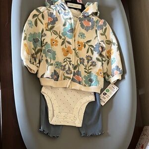 Carter's Floral Hoodie and Bodysuit Set - Multicolor